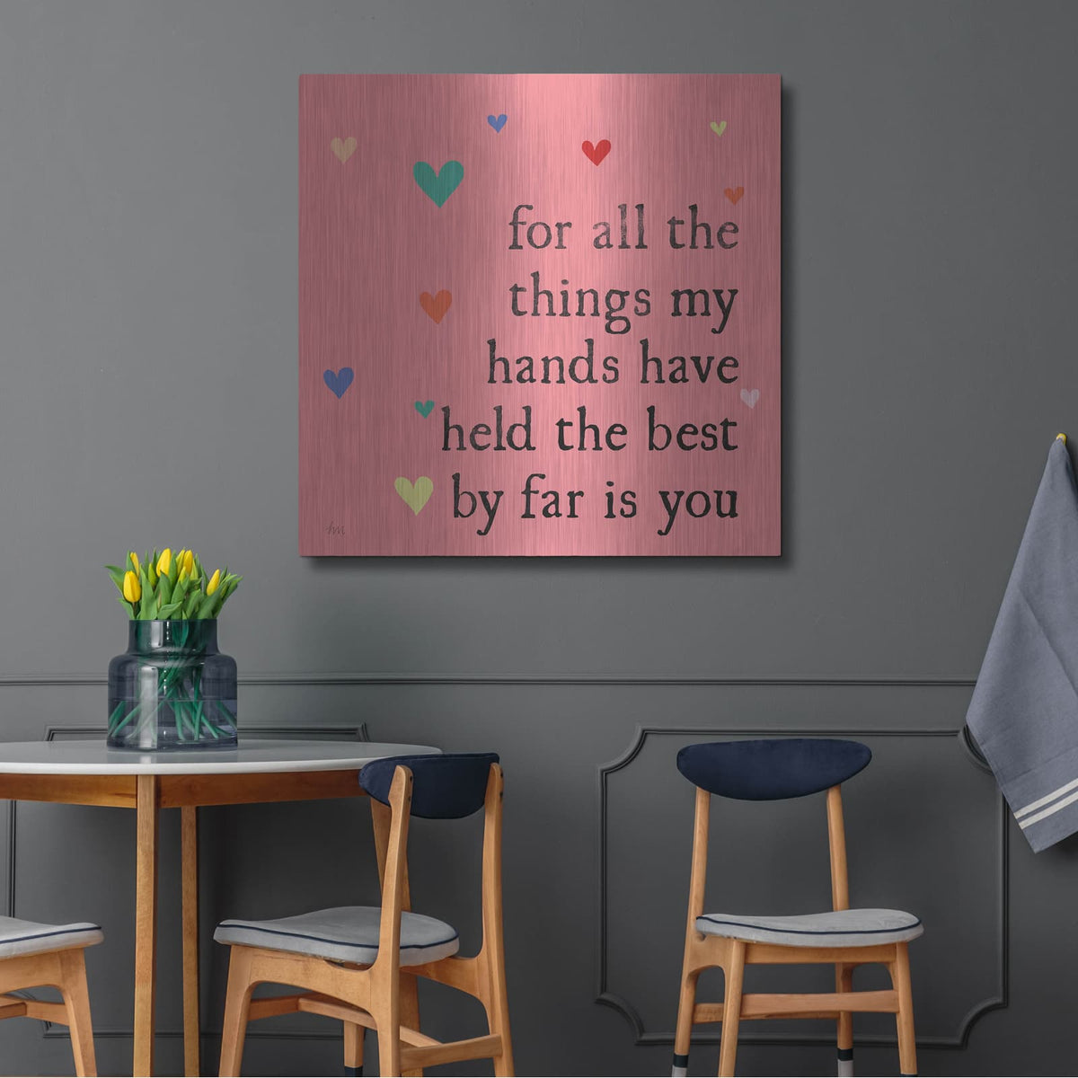 'Simple Romance 2 Colorful' by Laura Marshall – Metal Wall Art, 36x36 room view