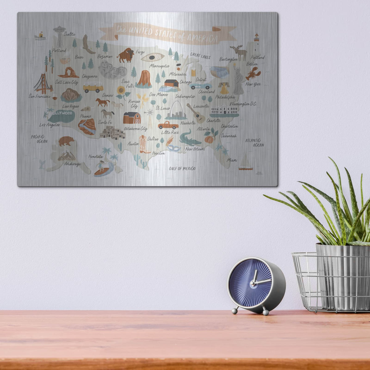 'Around The World 2' by Laura Marshall – Metal Wall Art, 16x12 room view