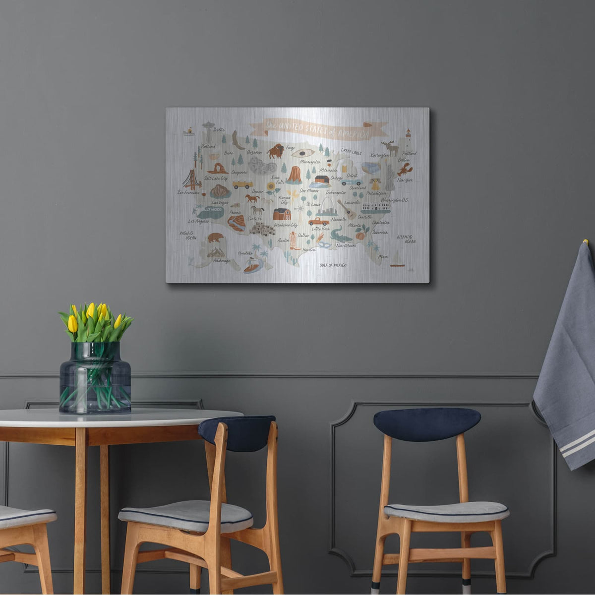 'Around The World 2' by Laura Marshall – Metal Wall Art, 36x24 room view