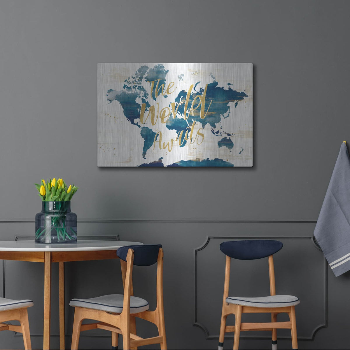 'Desert Blooms Abstact Map The World' by Laura Marshall – Metal Wall Art, 36x24 room view