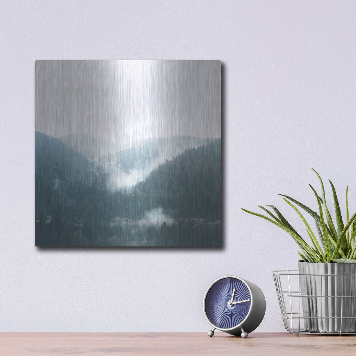'Landscape 1 Blue' by Laura Marshall – Metal Wall Art, 12x12 room view