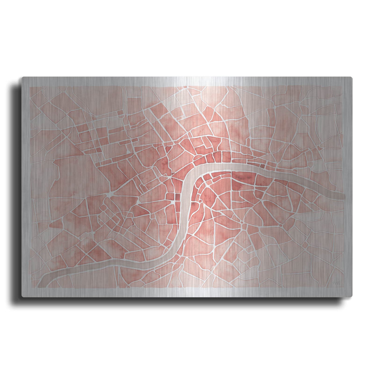 'Watercolor Wanderlust London Coral' by Laura Marshall – Metal Wall Art