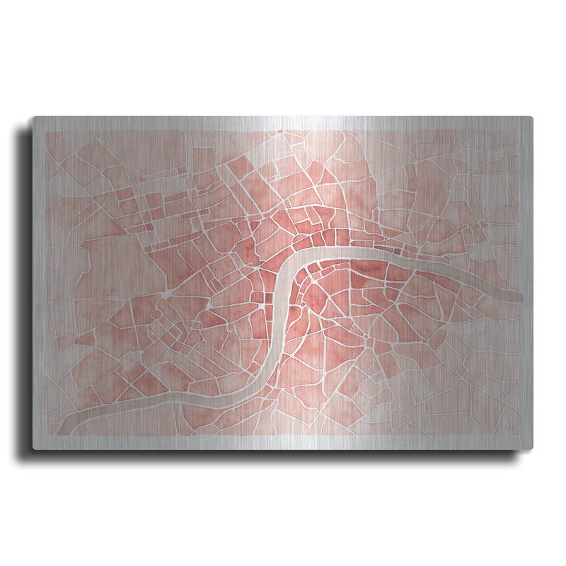 'Watercolor Wanderlust London Coral' by Laura Marshall – Metal Wall Art