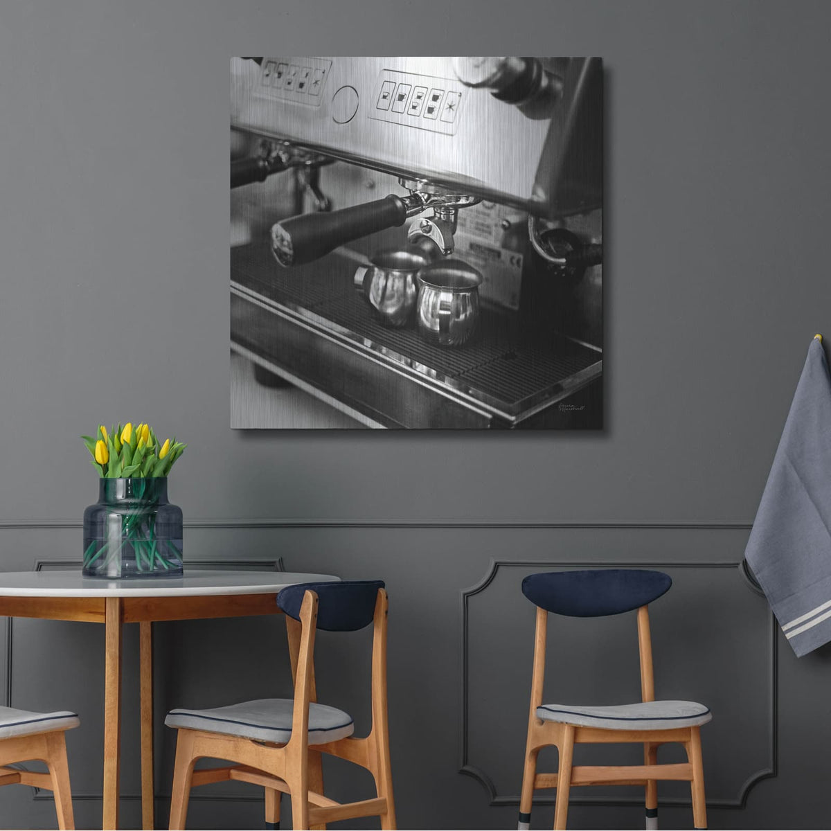 'Coffeehouse 1' by Laura Marshall – Metal Wall Art, 36x36 room view