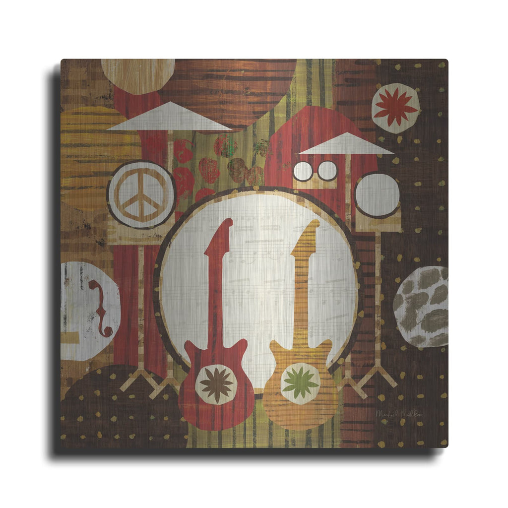 'Rock N Roll Drums Brown' by Michael Mullan – Metal Wall Art