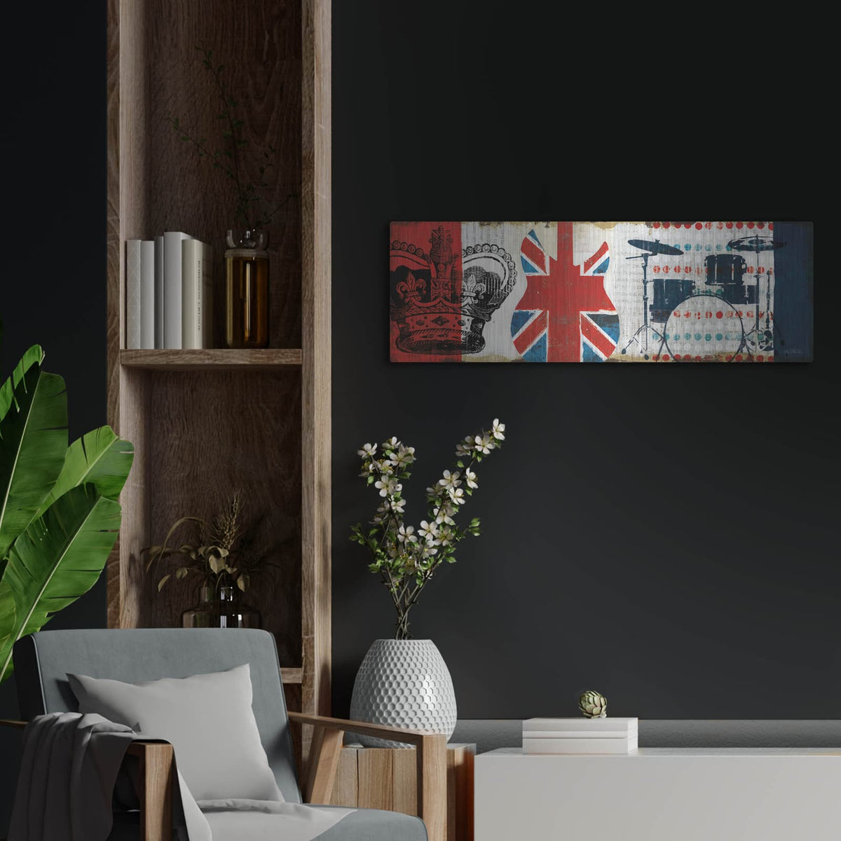 'British Invasion 2' by Michael Mullan – Metal Wall Art, 36x12 room view