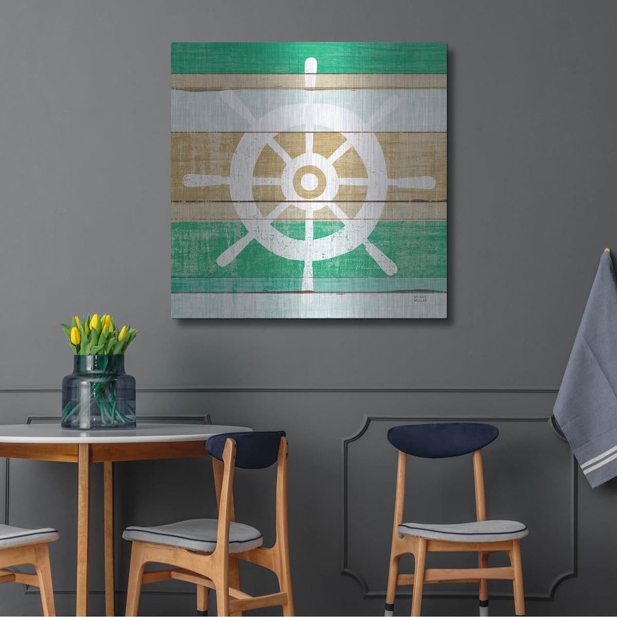 'Beachscape 6 Helm Green' by Michael Mullan – Metal Wall Art, 36x36 room view