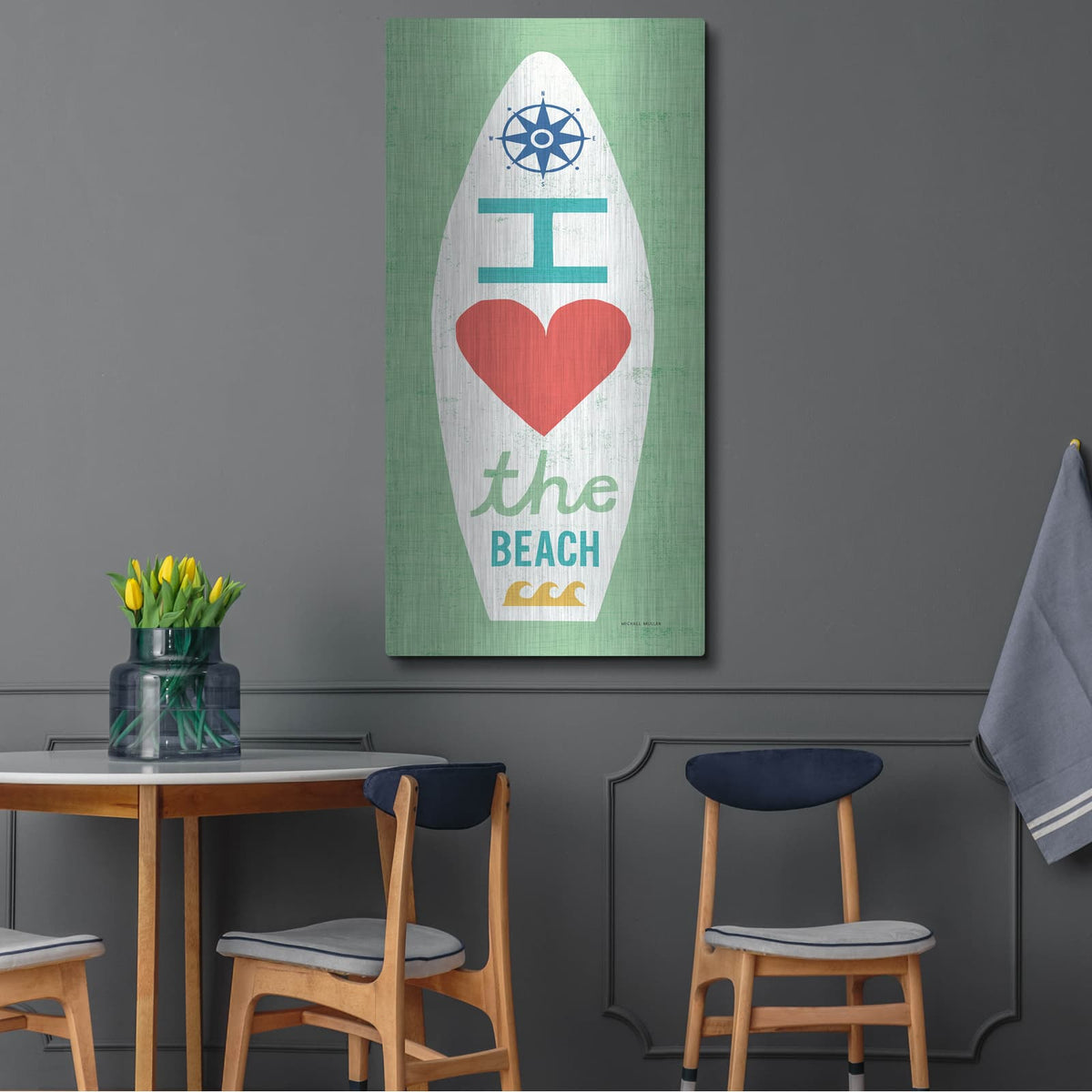 'Beach Bums Surf Board 2' by Michael Mullan – Metal Wall Art, 24x48 room view