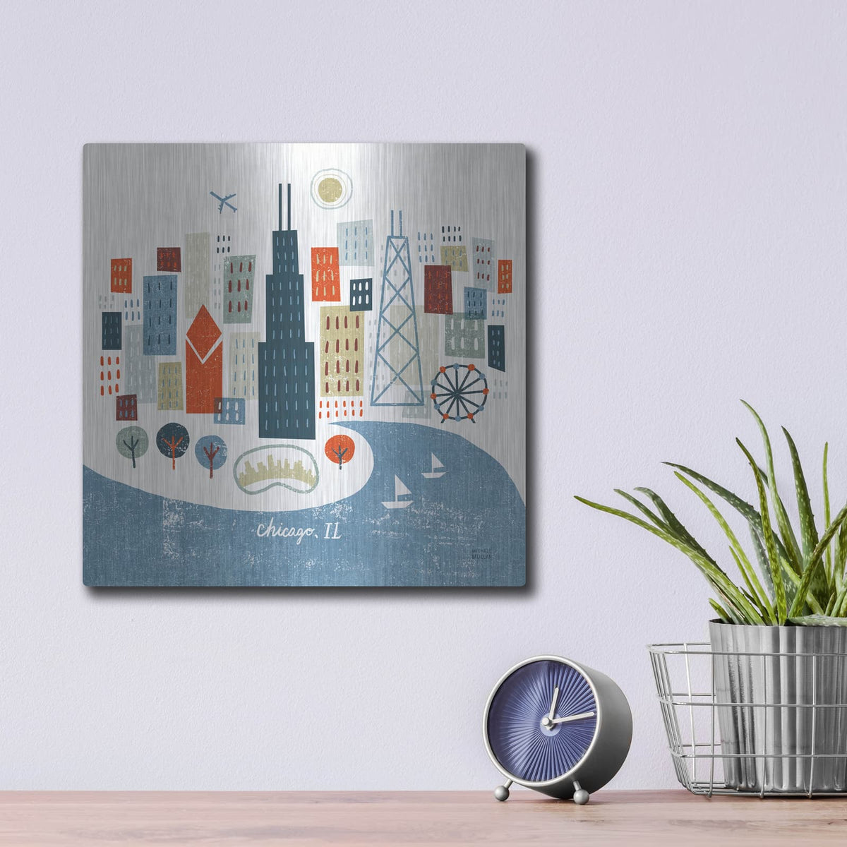 'Colorful Chicago' by Michael Mullan – Metal Wall Art, 12x12 room view