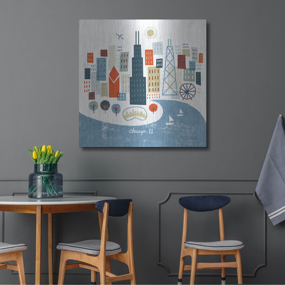'Colorful Chicago' by Michael Mullan – Metal Wall Art, 36x36 room view