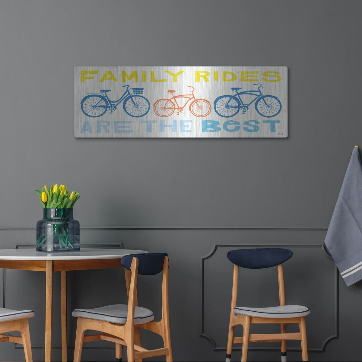 'Lets Cruise Together Family Rides 2 Bright' by Michael Mullan – Metal Wall Art, 48x16 room view
