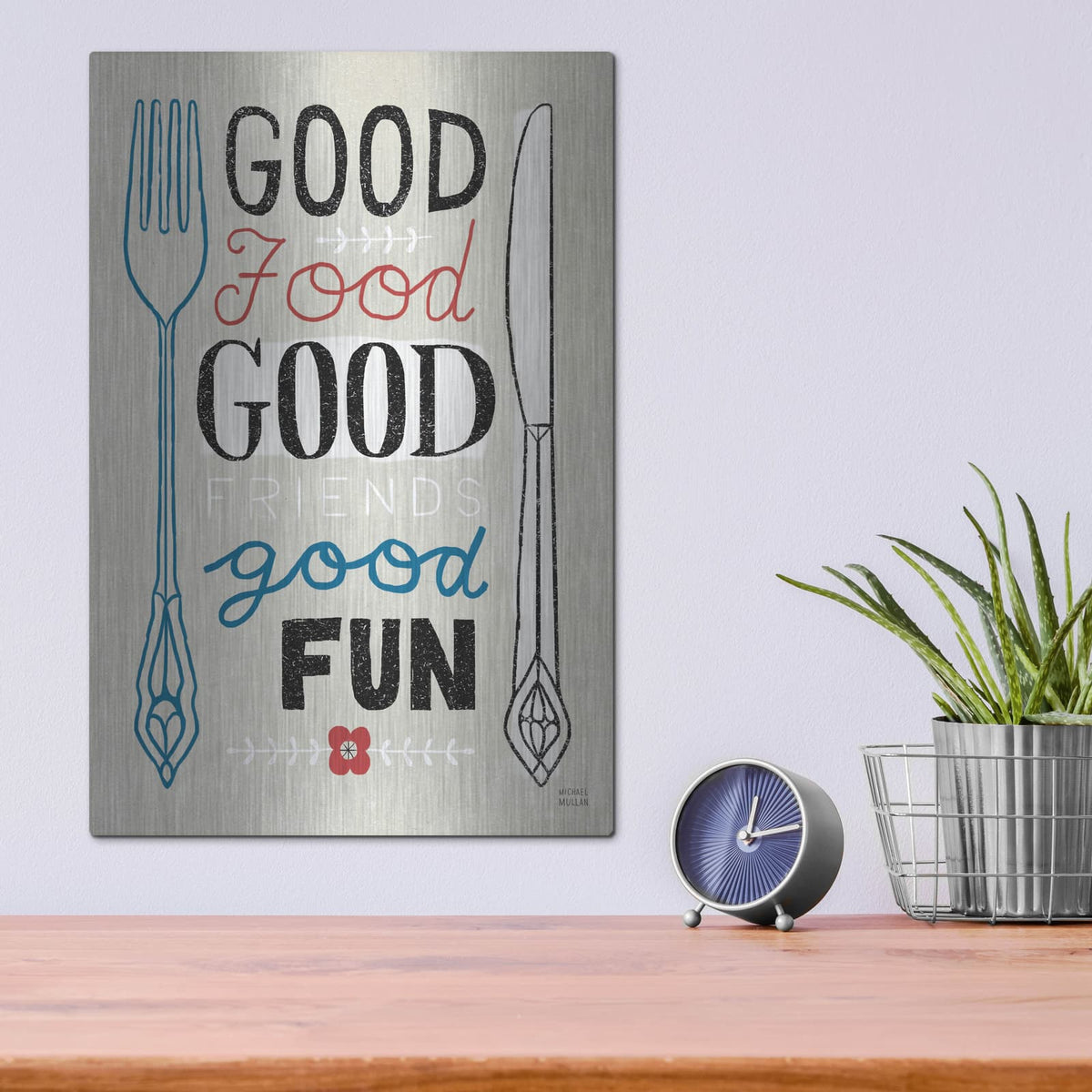'Good Friends Good Fun' by Michael Mullan – Metal Wall Art, 12x16 room view