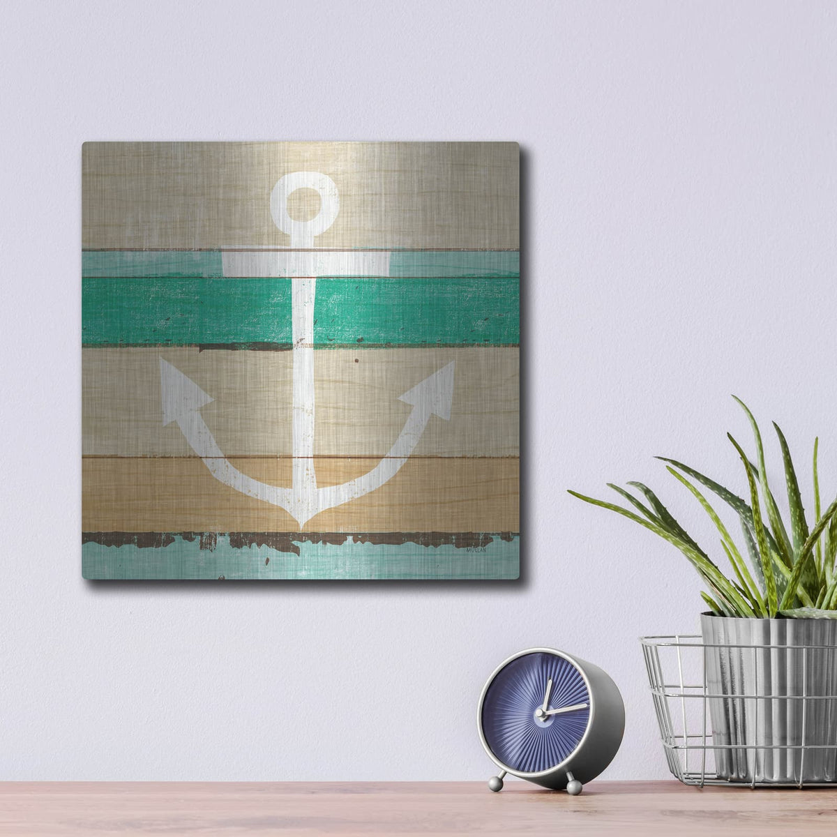 'Beachscape 3 Anchor Green' by Michael Mullan – Metal Wall Art, 12x12 room view