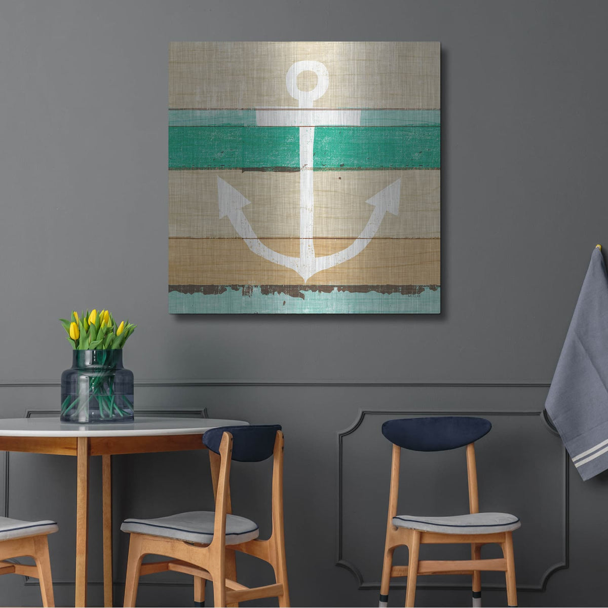 'Beachscape 3 Anchor Green' by Michael Mullan – Metal Wall Art, 36x36 room view