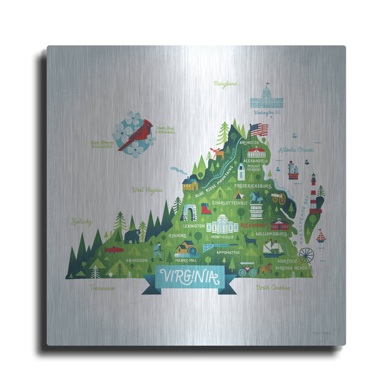 'Illustrated Virginia' by Michael Mullan – Metal Wall Art
