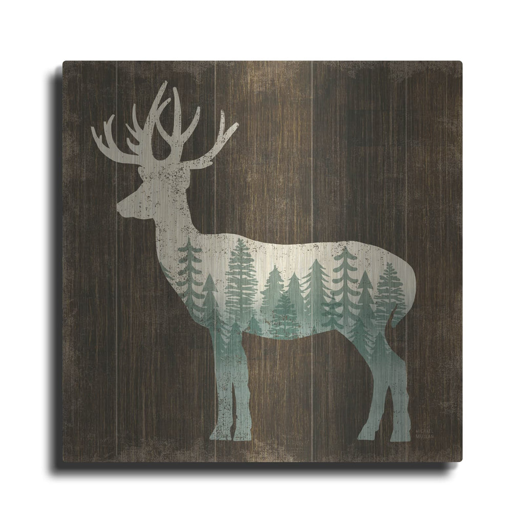 'Simple Living Deer Silhouette' by Michael Mullan – Metal Wall Art