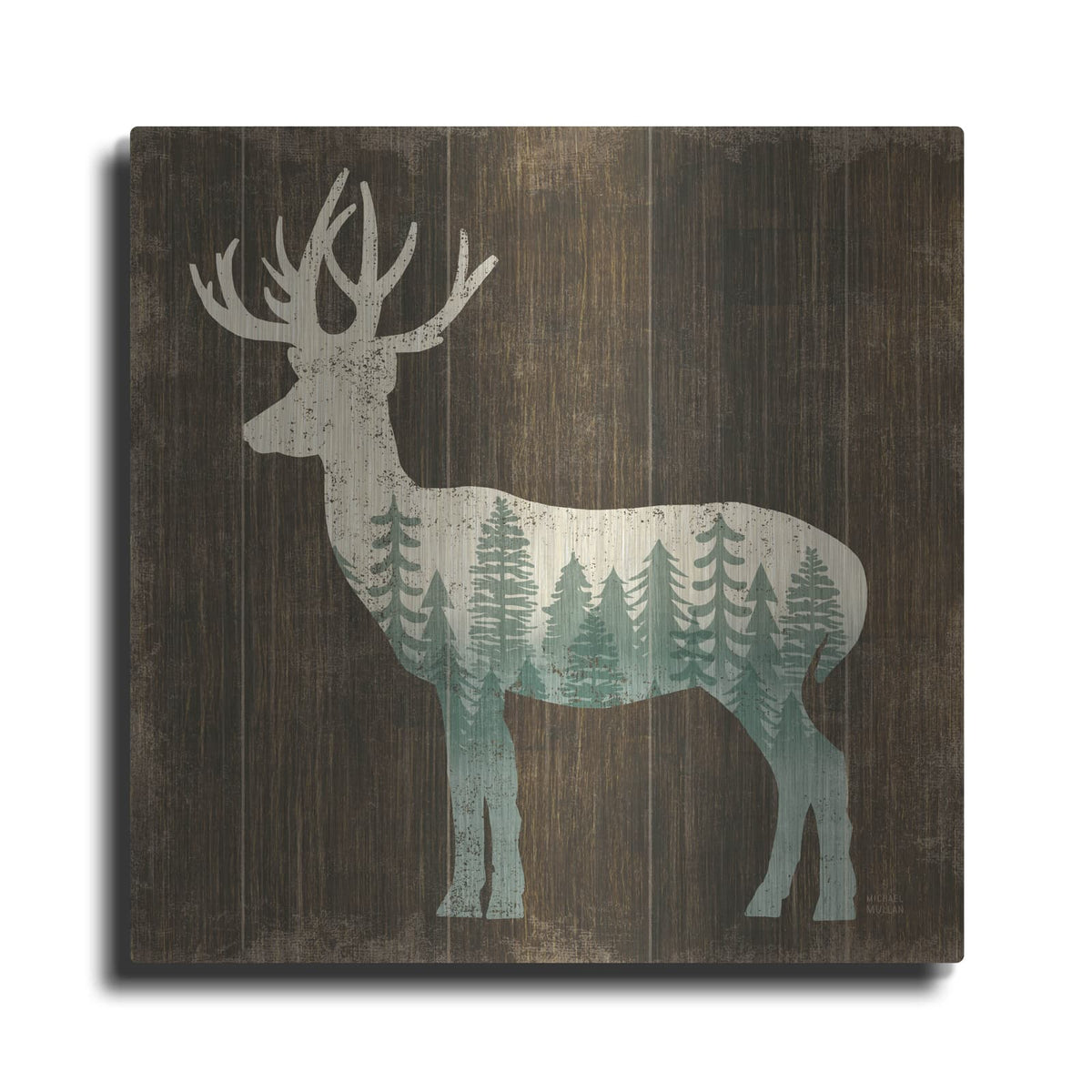 'Simple Living Deer Silhouette' by Michael Mullan – Metal Wall Art