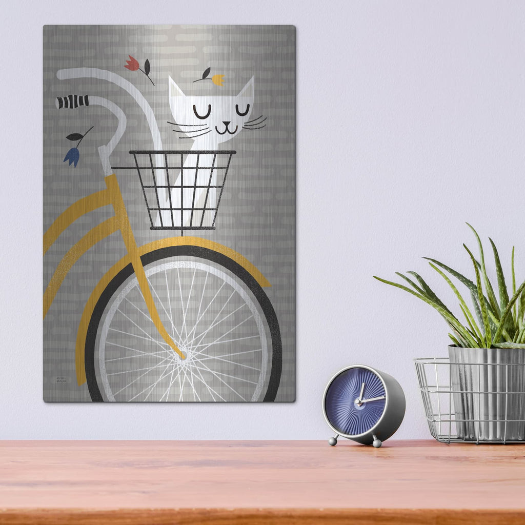 'Cruising Cat Yellow' by Michael Mullan – Metal Wall Art, 12x16 room view