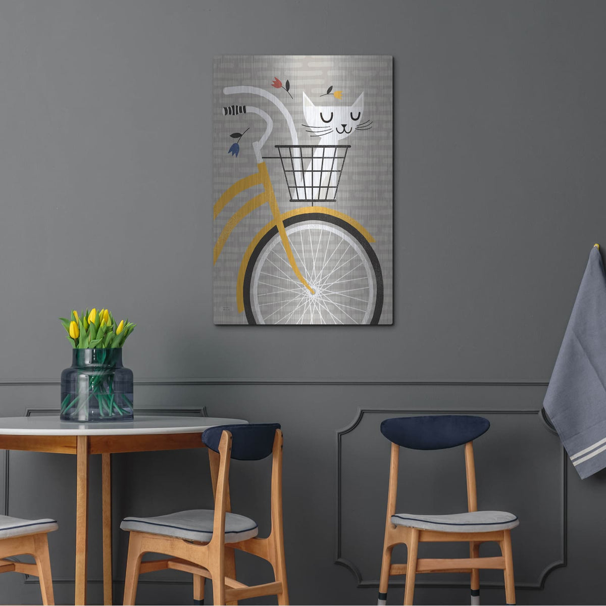 'Cruising Cat Yellow' by Michael Mullan – Metal Wall Art, 24x36 room view