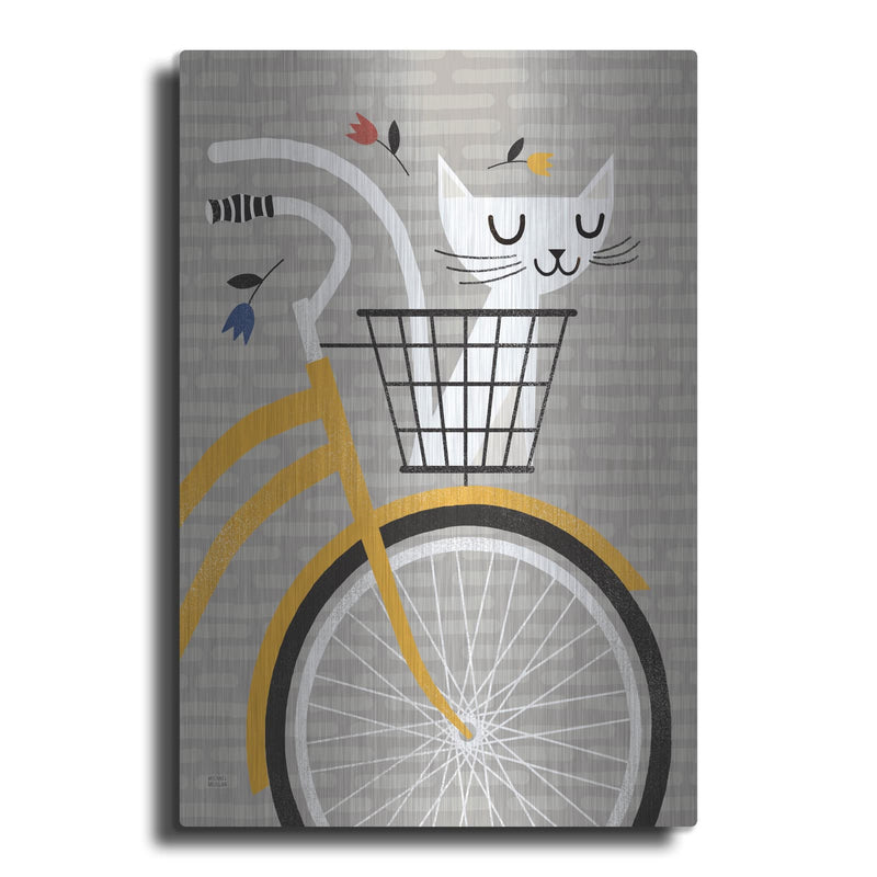 'Cruising Cat Yellow' by Michael Mullan – Metal Wall Art