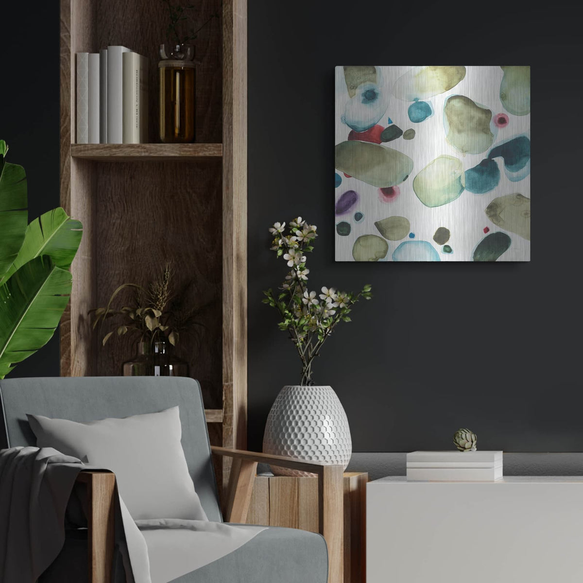'15423 - What If 3' by Shirley Novak – Metal Wall Art, 24x24 room view