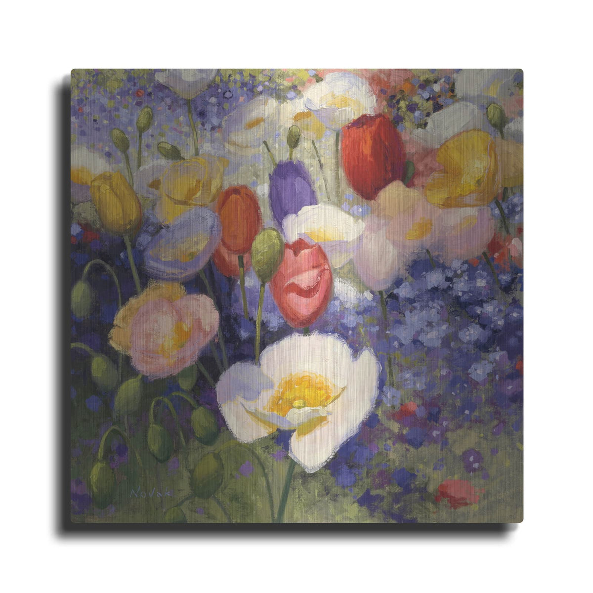 '22481 - Tulips And Poppy Party' by Shirley Novak – Metal Wall Art