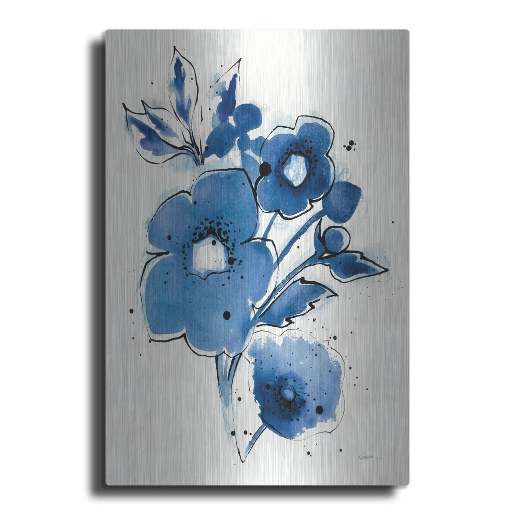 'Independent Blooms Blue 3' by Shirley Novak – Metal Wall Art