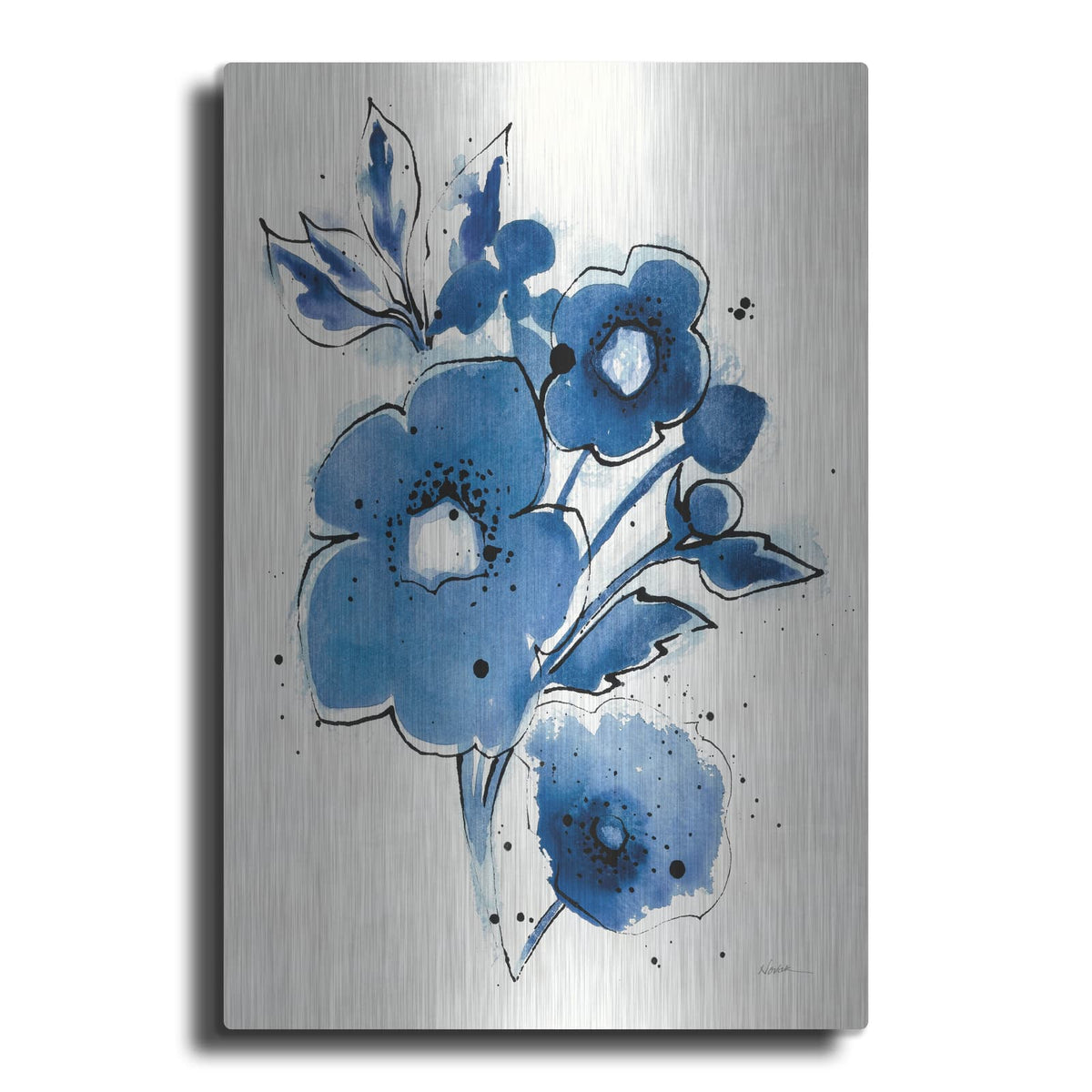 'Independent Blooms Blue 3' by Shirley Novak – Metal Wall Art