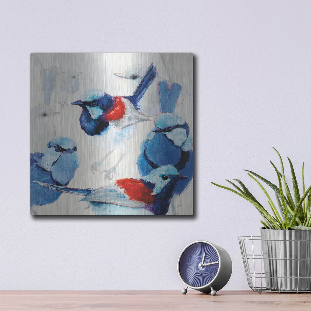 'In The Layering Of Wrens' by Shirley Novak – Metal Wall Art, 12x12 room view