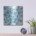 'Dizzy Soft Blue' by Shirley Novak – Metal Wall Art, 12x12 room view