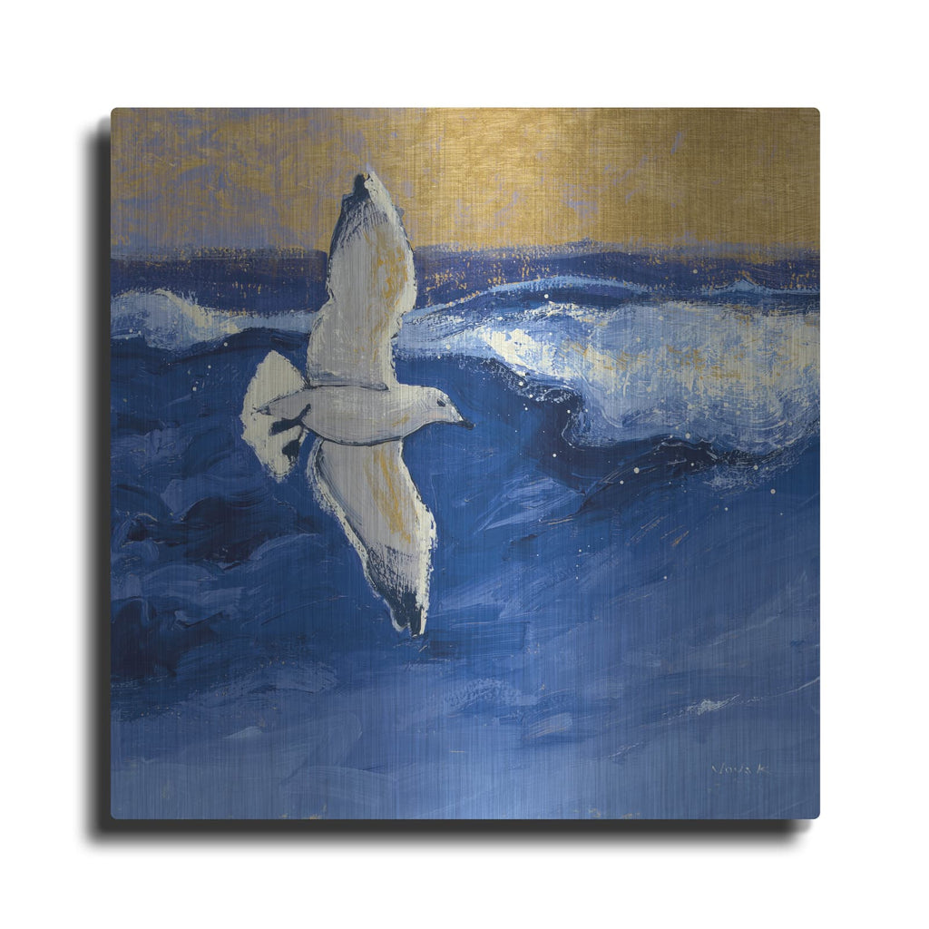 'Seagulls With Gold Sky 2' by Shirley Novak – Metal Wall Art