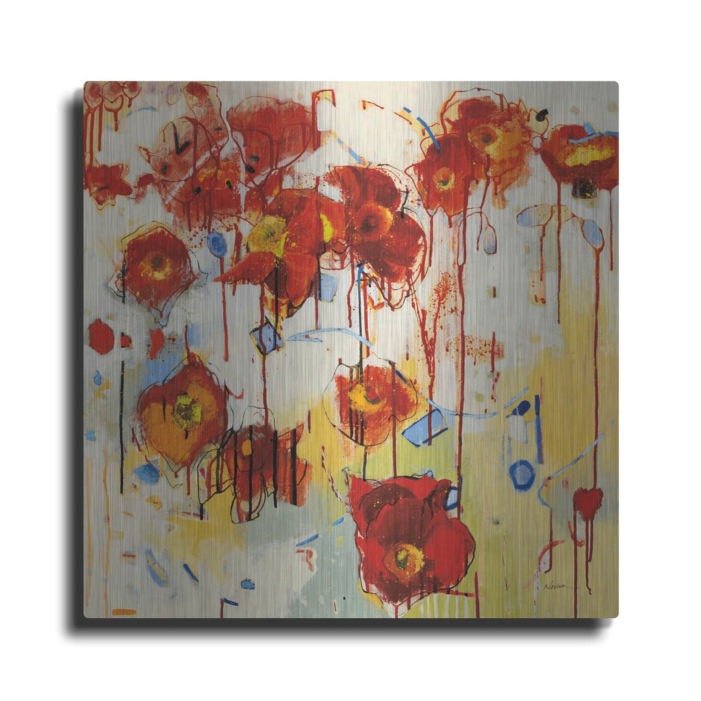 'Red Poppy Chaos' by Shirley Novak – Metal Wall Art