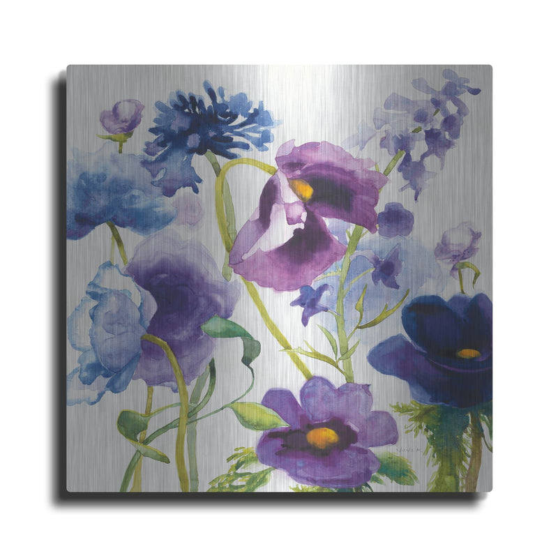 'Blue And Purple Mixed Garden 1' by Shirley Novak – Metal Wall Art