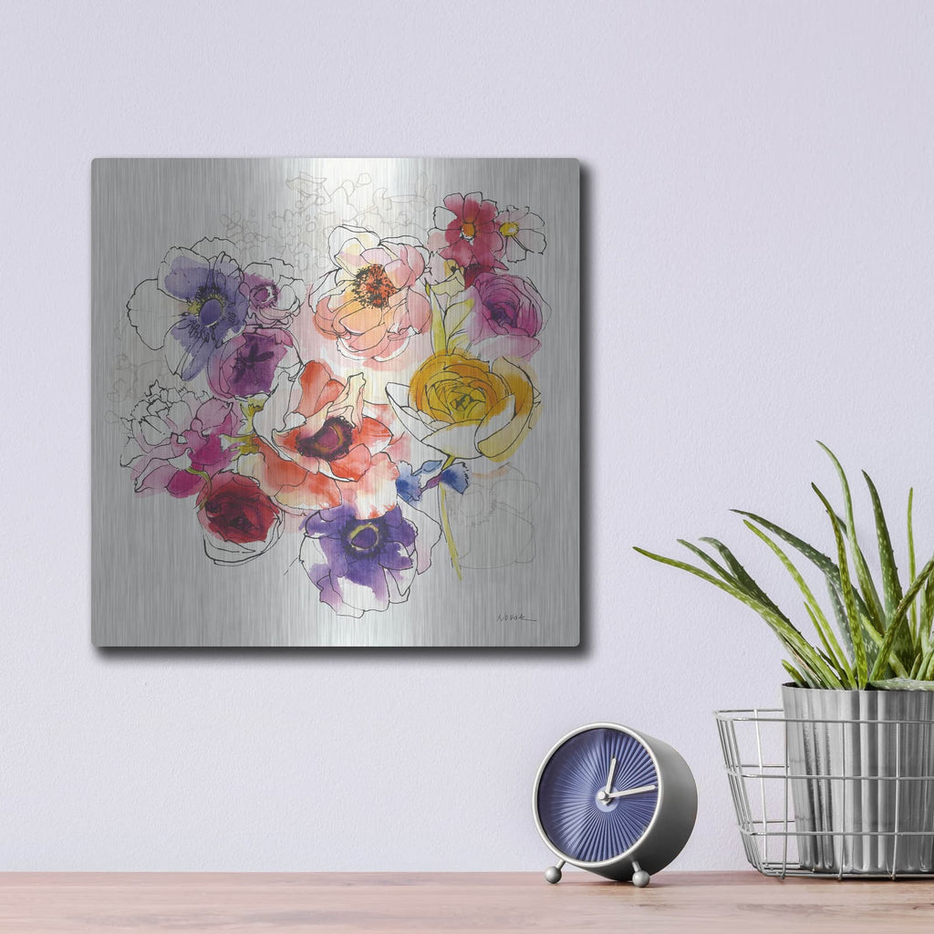 'Rainbow Ruffles 2' by Shirley Novak – Metal Wall Art, 12x12 room view