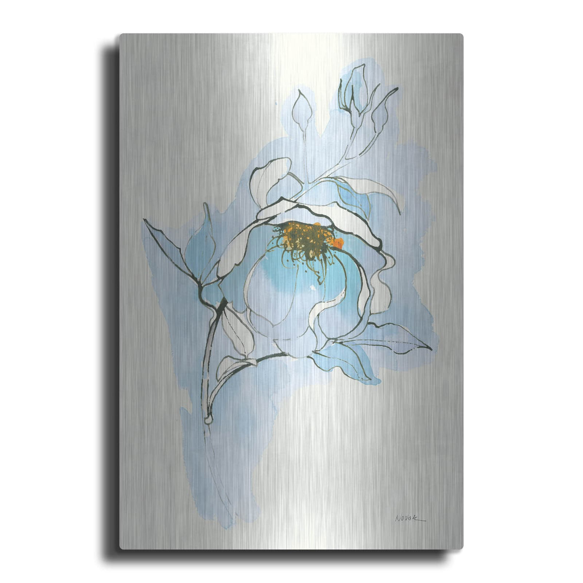 'Carols Roses 5 Blue' by Shirley Novak – Metal Wall Art