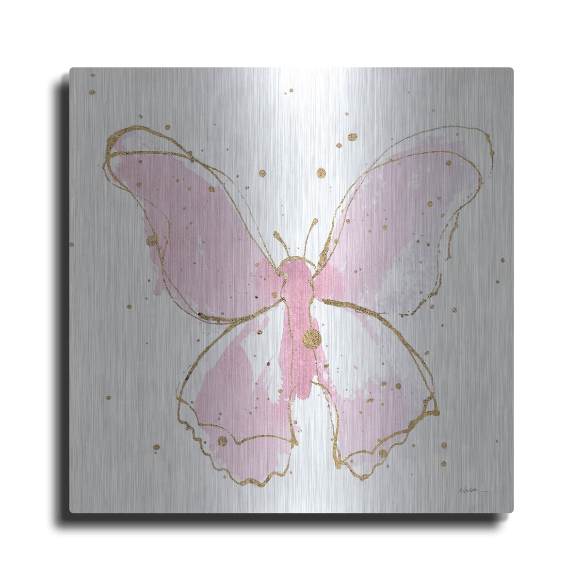 'Pink Gilded Butterflies 2' by Shirley Novak – Metal Wall Art
