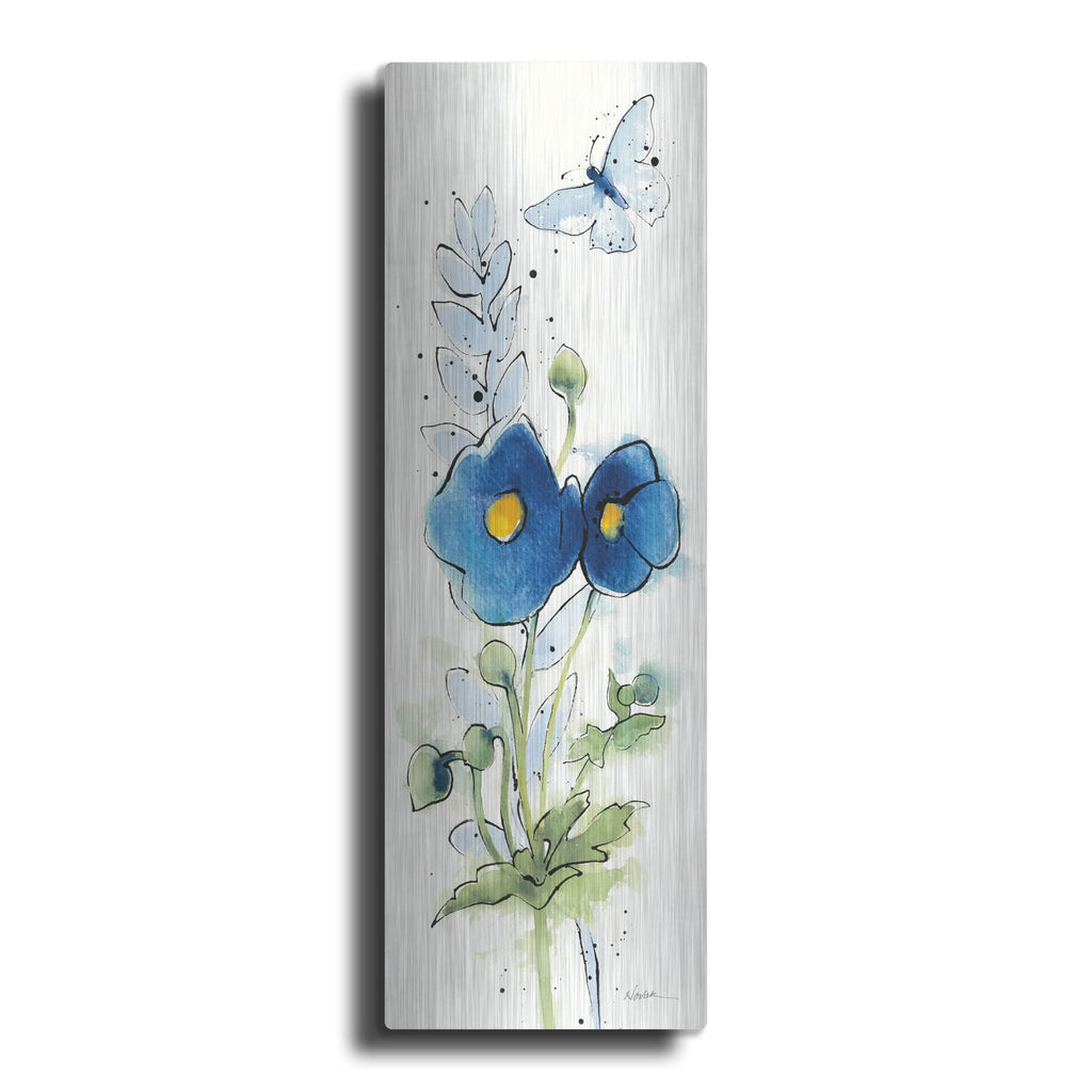'Independent Blooms Blue 6' by Shirley Novak – Metal Wall Art