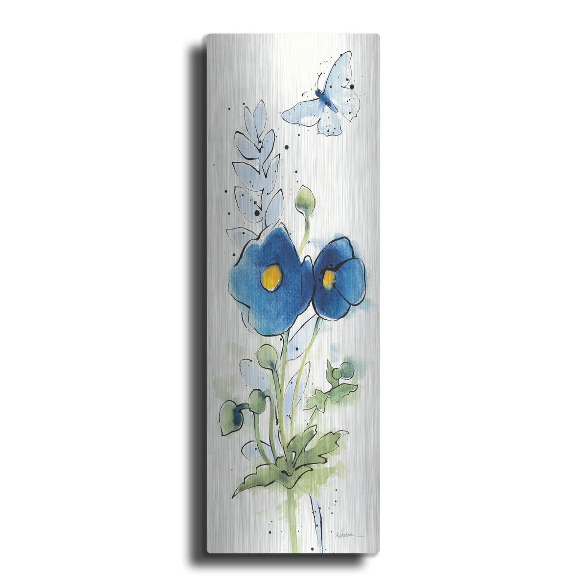 'Independent Blooms Blue 6' by Shirley Novak – Metal Wall Art