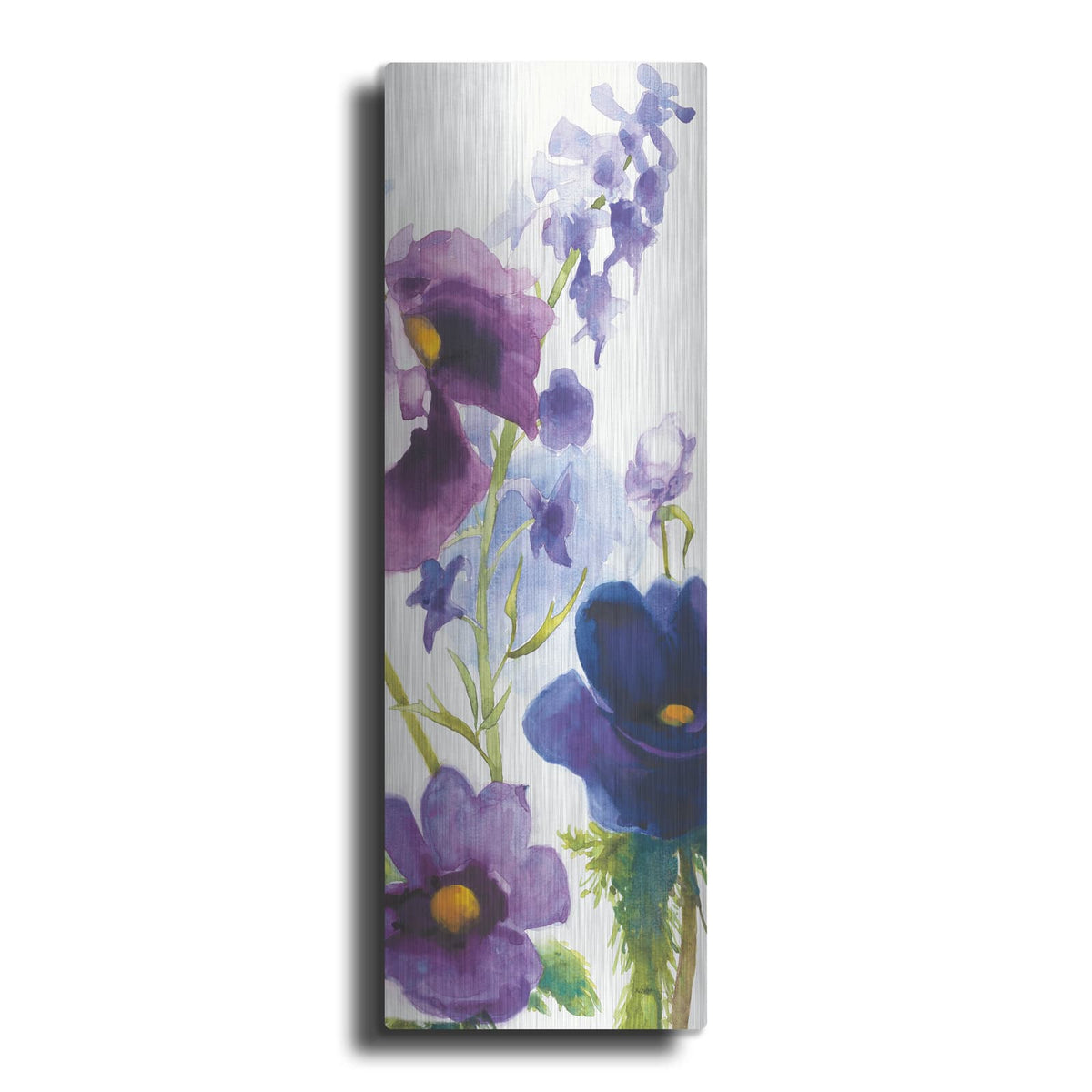 'Blue And Purple Mixed Garden 1 Panel 2' by Shirley Novak – Metal Wall Art