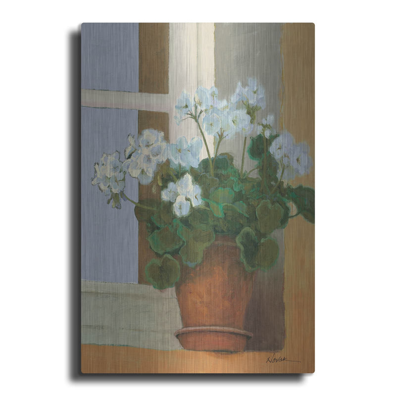 'Creancey Geraniums 2 Light' by Shirley Novak – Metal Wall Art