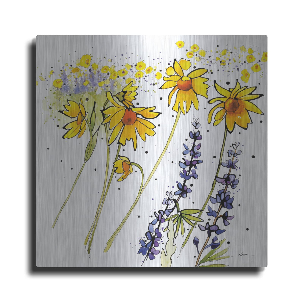 'Wild Sunflowers And Lupine' by Shirley Novak – Metal Wall Art