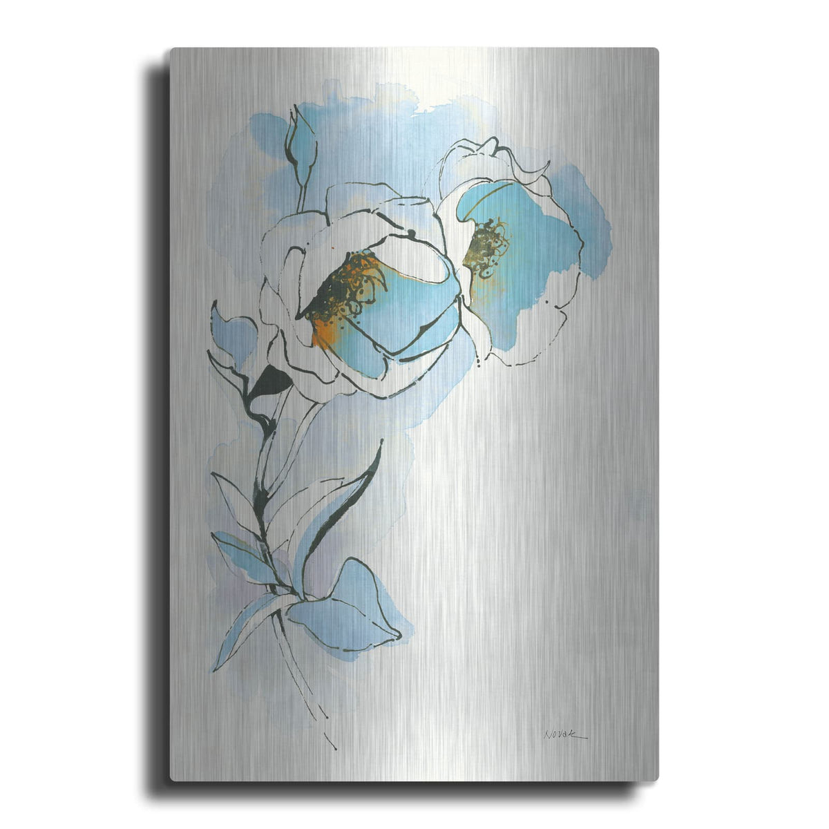 'Carols Roses 2 Blue' by Shirley Novak – Metal Wall Art