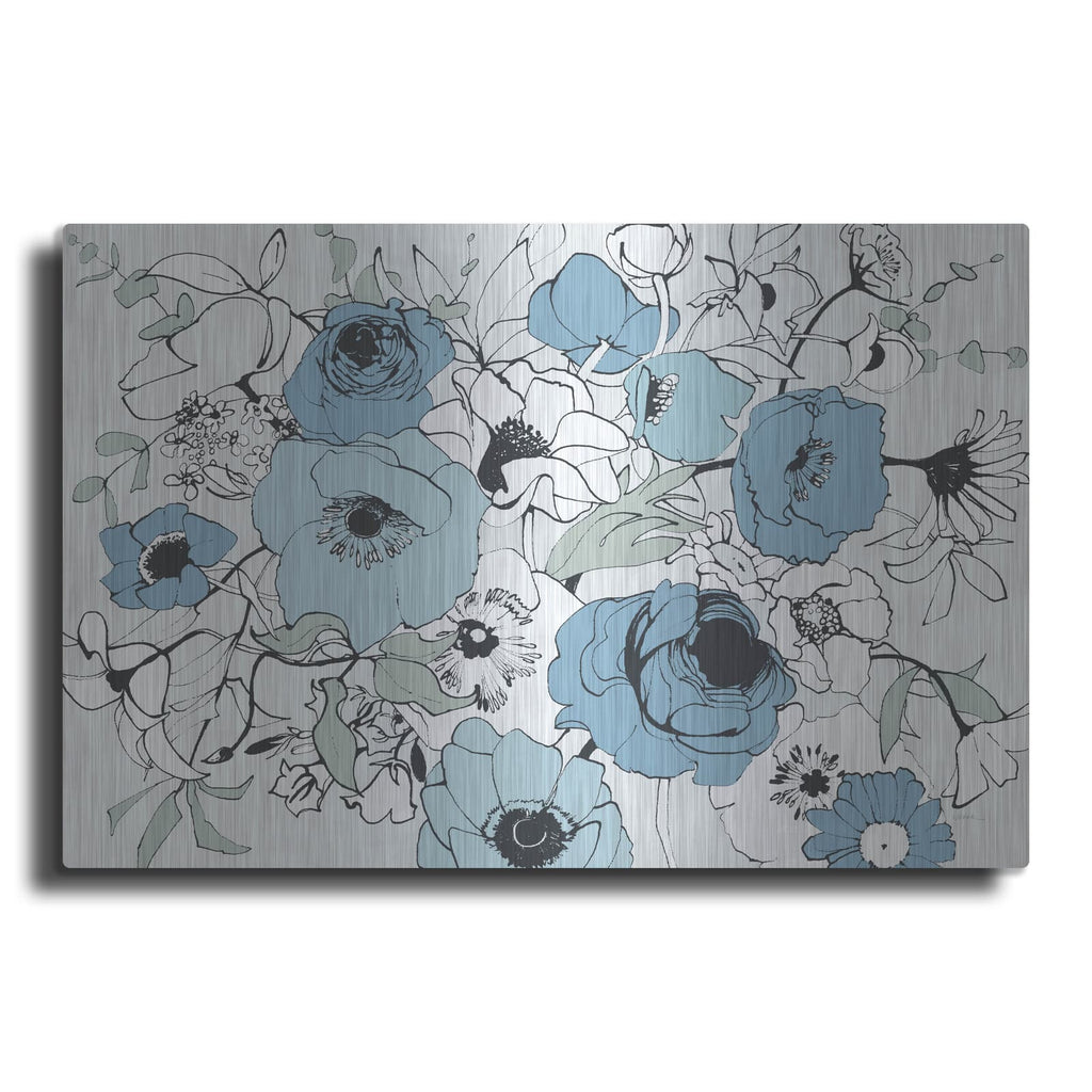 'Watercolor Black Lined Poppies Mix' by Shirley Novak – Metal Wall Art