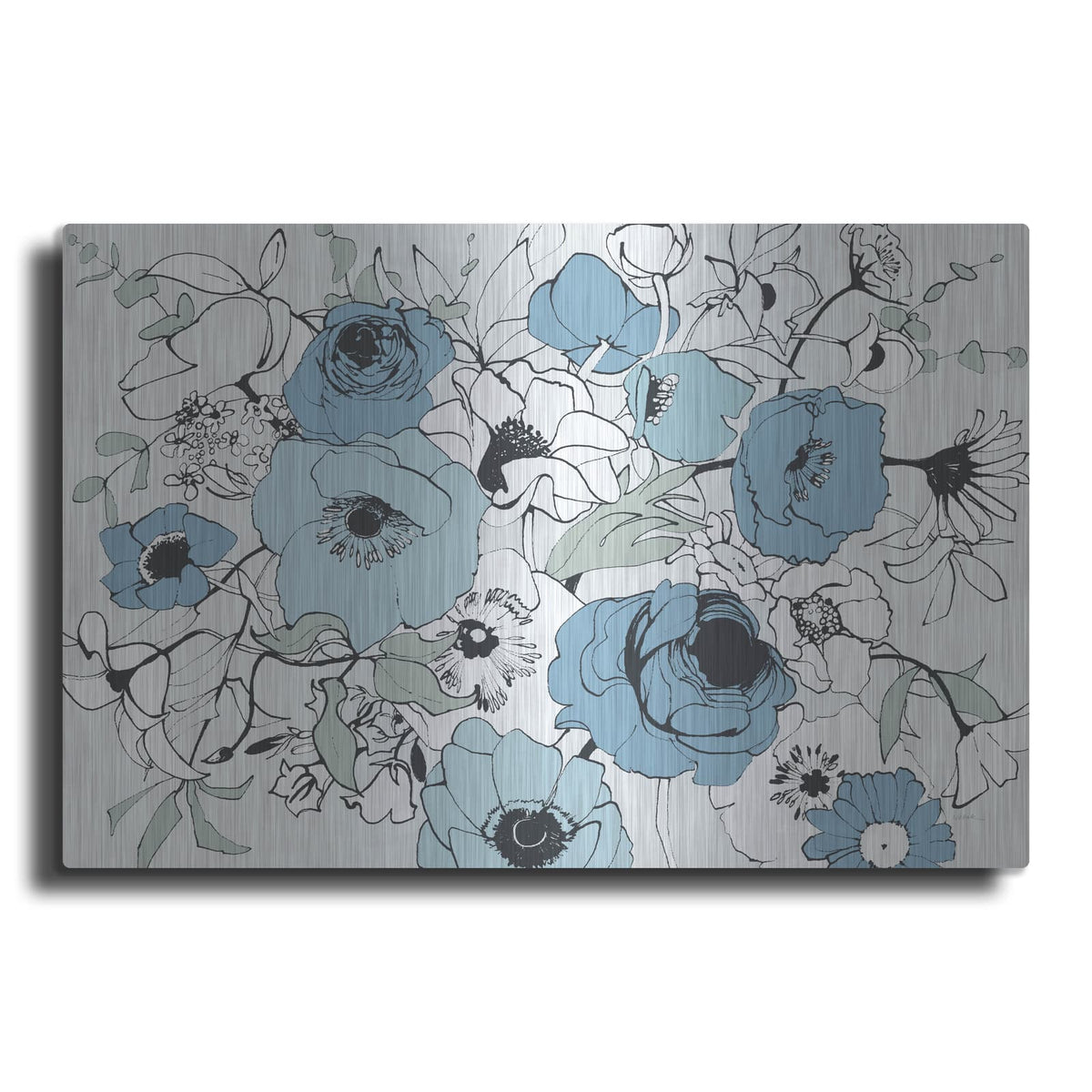'Watercolor Black Lined Poppies Mix' by Shirley Novak – Metal Wall Art