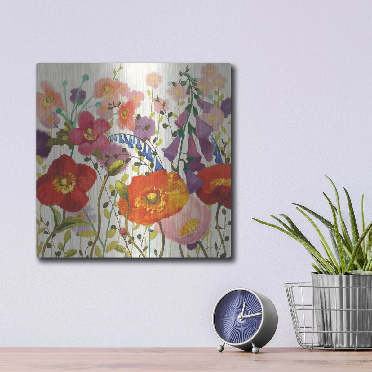 'Couleur Printemps 3 White' by Shirley Novak – Metal Wall Art, 12x12 room view