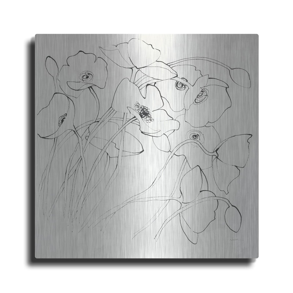 'Black Line Poppies 2' by Shirley Novak – Metal Wall Art