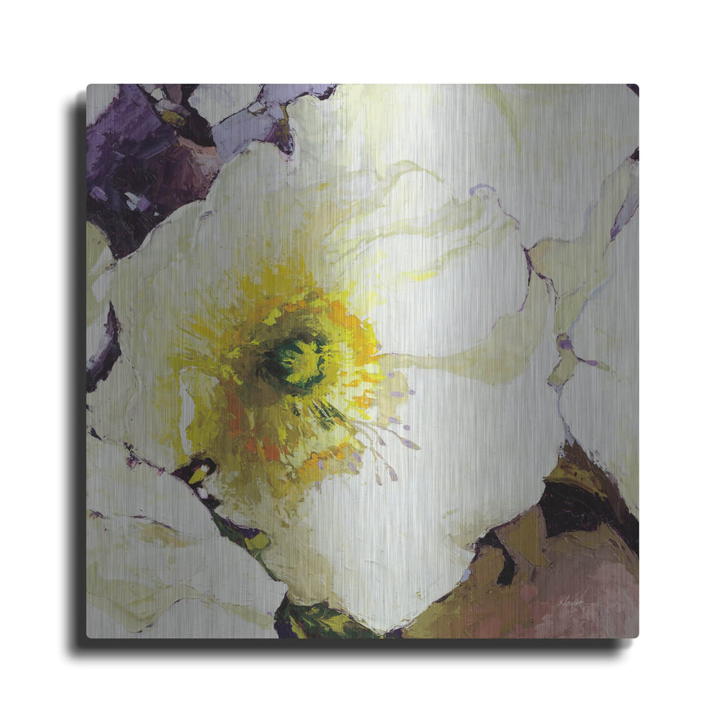 'White Poppies Up Close' by Shirley Novak – Metal Wall Art