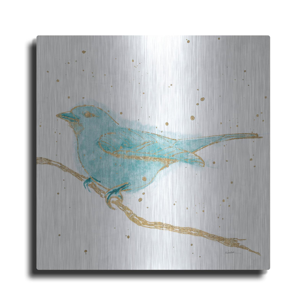 'Gilded Bird 1 Teal' by Shirley Novak – Metal Wall Art