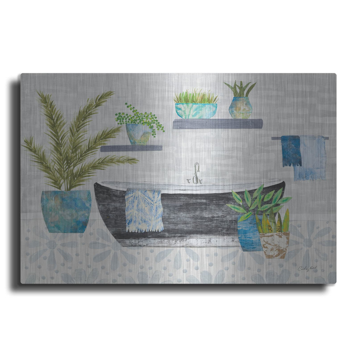 'Botanical Bathroom 1' by Courtney Prahl – Metal Wall Art