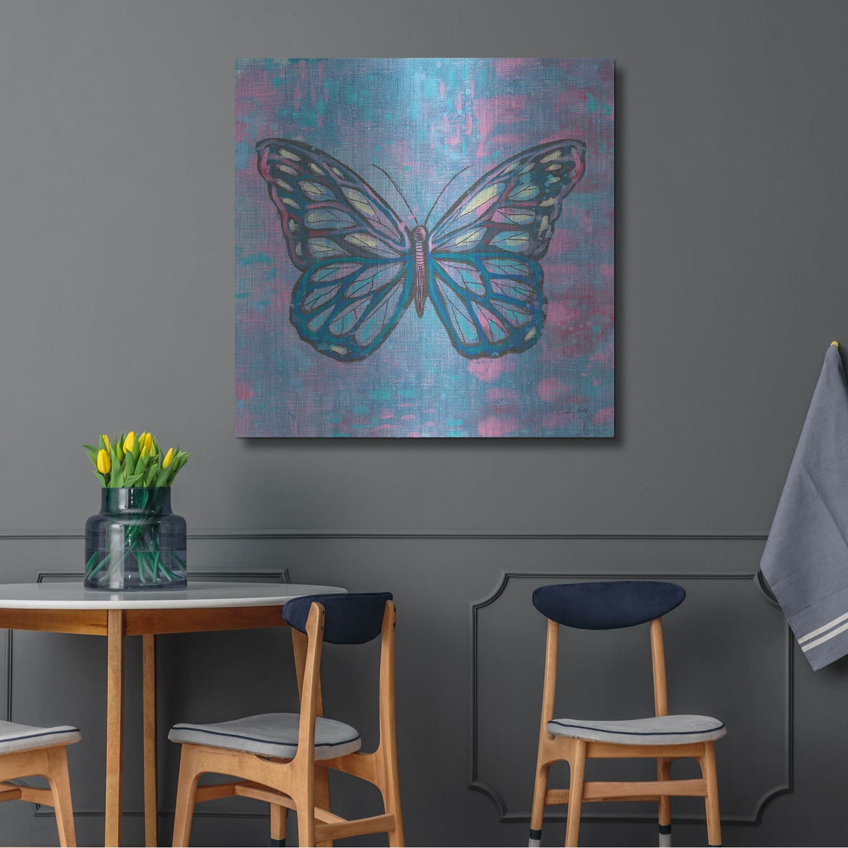 'Bright Butterfly 1' by Courtney Prahl – Metal Wall Art, 36x36 room view